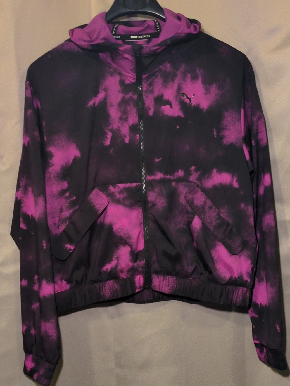 Puma Black and Purple Tie-Dye Zip Hoodie